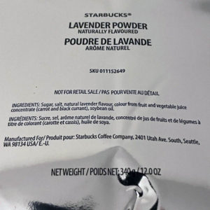 starbucks lavender powder packaging ingredients list